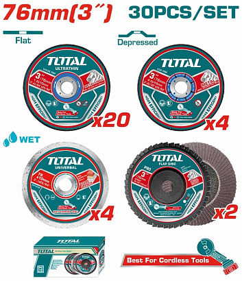 TAC97630 - "TOTAL" Набор мини отрезных и шлифовальных дисков 76мм, 30шт.