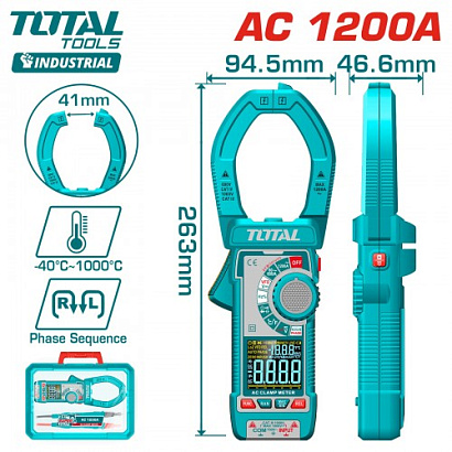 TMT7610001 - "ТОТАL" Цифровые токоизмерительные клещи 1000А