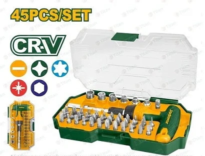 JDSS8B45, Jadever, Набор отверток с Т-образной рукояткой, 45 шт.