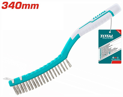 TAC38051 - "ТОТАL" Стальная проволочная щетка со скребком 340мм, 3 ряда.