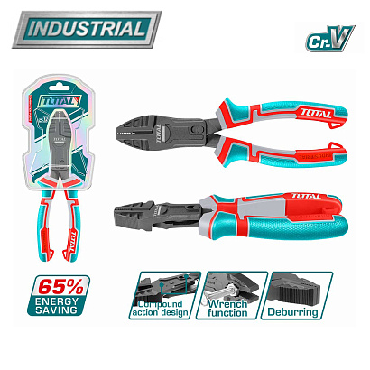 THTC510706 - "ТОТАL" Плоскогубцы комбинированные INDUSTRIAL 180 мм, усиленный зажим 65%