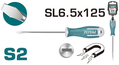 THT266125 - "ТОТАL" Отвёртка INDUSTRIAL SL6.5, 125мм.