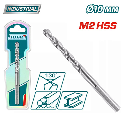 TAC1200101 - "ТОТАL" Сверло по металлу М2, HHS, 130°, 10мм.