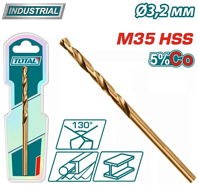 TAC11203201 - "TOTAL" Сверло по металлу кобальтовое, материал M35 HSS-Co, 3.2мм.