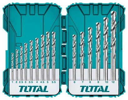 TACSDL51502 - "TOTAL" Набор свёрел INDUSTRIAL 15шт, угол заточки 135гр, сталь HSS M2.
