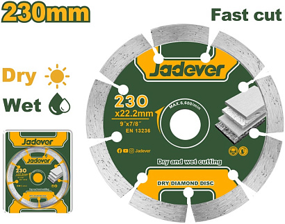 JDDC1K05, Jadever, Диск алмазный сухорез 230х22,2мм