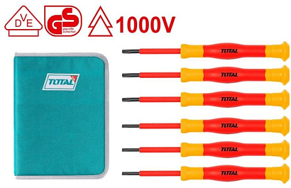 THKIPSD0601 - "TOTAL" Набор диэлектрических прецизионных отвёрток INDUSTRIAL, 1000V, 6шт