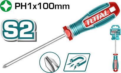TSDPH1100 - "ТОТАL" Отвёртка S2, PH1, Ø5,0mm, длинна 100mm.