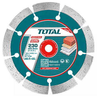 TAC21123012 - "ТОТАL" Дискт алмазный СЕГМЕНТНЫЙ INDUSTRIAL, 230мм, посадка 22.2мм, алмазная кромка 1