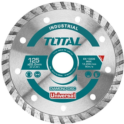 TAC2131251 - "TOTAL" Диск отрезной алмазный турбо INDUSTRIAL, 125мм, алмазная кромка 10мм