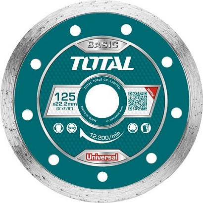 TAC2121253 - "TOTAL" Дискт алмазный СПЛОШНОЙ 125мм
посадка 22.2мм.