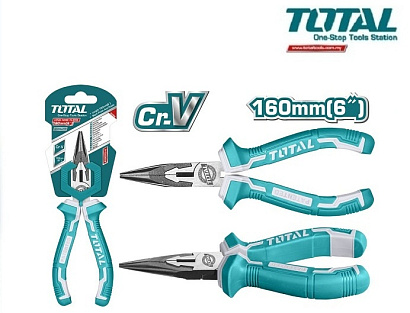 THT220606 - "ТОТАL" Тонкогубцы 160мм,  Cr-V.