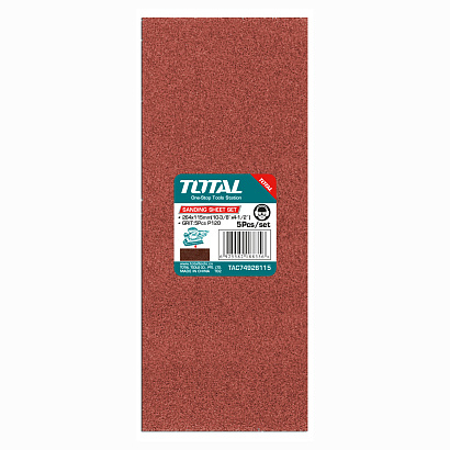 TAC74926115 - "TOTAL" Набор шлифовальных листов 5шт, 264x115mm, P120.