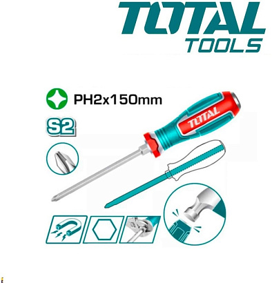 TGTPH2150 - "ТОТАL" Отвёртка ударная, INDUSTRIAL PH2, 150мм.