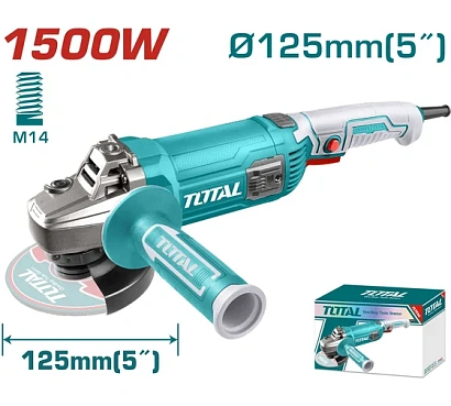 TG11512536 - "ТОТАL" Углошлифовальная машинка 1500Вт, 125мм, 9300 об/мин